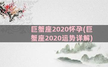 巨蟹座2020怀孕(巨蟹座2020运势详解)