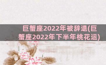 巨蟹座2022年被辞退(巨蟹座2022年下半年桃花运)