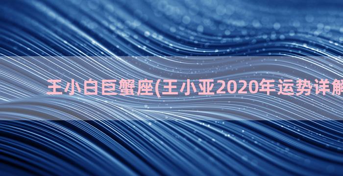 王小白巨蟹座(王小亚2020年运势详解巨蟹座)