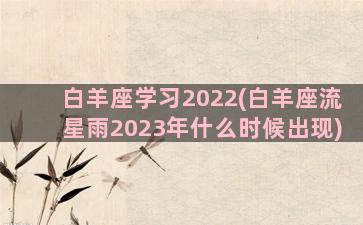 白羊座学习2022(白羊座流星雨2023年什么时候出现)